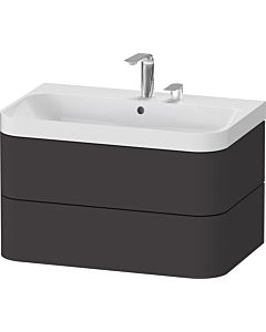 Duravit vasque à poser Happy D.2 Plus HP4347E8080 77,5 x 49 cm, 2 trous pour robinetterie, graphite super mat, 2 tiroirs