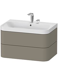 Duravit Happy D.2 Plus vanity washbasin HP4347E9292 77.5 x 49 cm, 2 tap holes, stone gray satin finish, 2 drawers