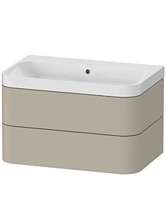 Duravit Happy D.2 Plus vanity washbasin HP4347N6060 77.5 x 49 cm, without tap hole, taupe satin finish, 2 drawers