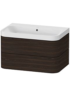 Duravit Happy D.2 Plus Möbelwaschtisch HP4347N6969 77,5 x 49 cm, ohne Hahnloch, nussbaum gebürstet, 2 Schubkästen