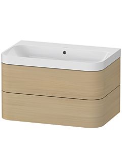 Duravit Happy D.2 Plus vanity washbasin HP4347N7171 77.5 x 49 cm, without tap hole, Mediterranean oak, 2 drawers