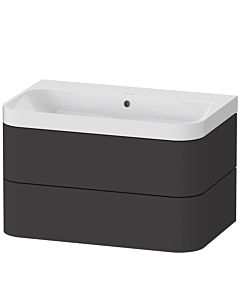 Duravit Happy D.2 Plus Möbelwaschtisch HP4347N8080 77,5 x 49 cm, ohne Hahnloch, graphit supermatt, 2 Schubkästen