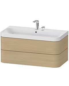 Duravit Happy D.2 Plus vanity washbasin HP4348E7171 97.5 x 49 cm, 2 tap holes, Mediterranean oak, 2 drawers