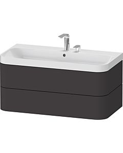 Duravit vasque à poser Happy D.2 Plus HP4348E8080 97,5 x 49 cm, 2 trous pour robinetterie, graphite super mat, 2 tiroirs