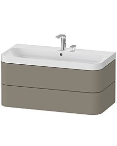 Duravit vasque à poser Happy D.2 Plus HP4348E9292 97,5 x 49 cm, 2 trous pour robinetterie, finition gris pierre satiné, 2 tiroirs