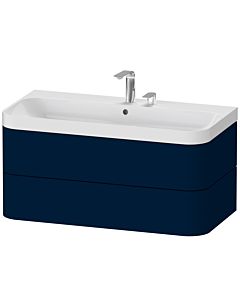 Duravit Happy D.2 Plus Möbelwaschtisch HP4348E9898 97,5 x 49 cm, 2 Hahnlöcher, nachtblau seidenmatt, 2 Schubkästen