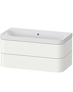 Duravit Happy D.2 Plus Möbelwaschtisch HP4348N3636 97,5 x 49 cm, ohne Hahnloch, weiß seidenmatt, 2 Schubkästen