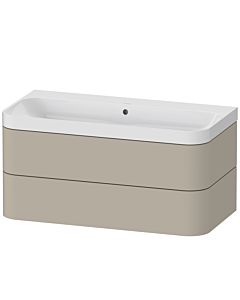 Duravit Happy D.2 Plus vanity washbasin HP4348N6060 97.5 x 49 cm, without tap hole, taupe satin finish, 2 drawers