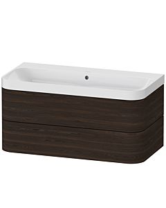 Duravit Happy D.2 Plus Möbelwaschtisch HP4348N6969 97,5 x 49 cm, ohne Hahnloch, nussbaum gebürstet, 2 Schubkästen