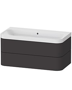Duravit vasque à poser Happy D.2 Plus HP4348N8080 97,5 x 49 cm, sans trou pour robinetterie, graphite super mat, 2 tiroirs