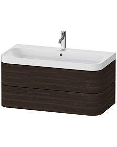 Duravit vasque à poser Happy D.2 Plus HP4348O6969 97,5 x 49 cm, trou pour robinetterie 2000 , noyer brossé, 2 tiroirs