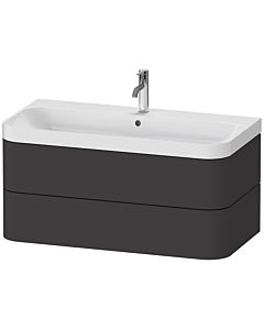 Duravit Happy D.2 Plus Möbelwaschtisch HP4348O8080 97,5 x 49 cm, 1 Hahnloch, graphit supermatt, 2 Schubkästen