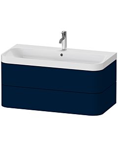 Duravit vasque à poser Happy D.2 Plus HP4348O9898 97,5 x 49 cm, trou pour robinetterie 2000 , finition satinée bleu nuit, 2 tiroirs