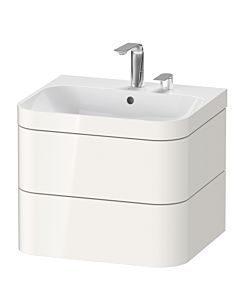 Duravit Happy D.2 Plus vanity unit HP4635E2222 57.5 x 49 cm, 2 tap holes, white high gloss, 2 drawers