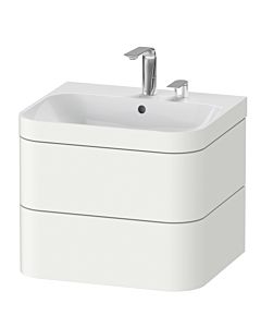 Duravit Happy D.2 Plus vanity unit HP4635E3636 57.5 x 49 cm, 2 tap holes, white satin finish, 2 drawers