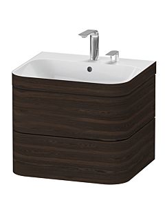 Duravit Happy D.2 Plus Möbelwaschtisch-Unterschrank HP4635E6969 57,5 x 49 cm, 2 Hahnlöcher, nussbaum gebürstet, 2 Schubkästen