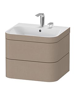 Duravit Happy D.2 Plus meuble sous-lavabo HP4635E7575 57,5 x 49 cm, 2 trous pour robinetterie, lin, 2 tiroirs