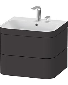 Duravit Happy D.2 Plus meuble sous-lavabo HP4635E8080 57,5 x 49 cm, 2 trous pour robinetterie, graphite super mat, 2 tiroirs