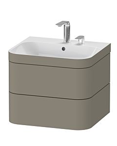 Duravit Happy D.2 Plus vanity unit HP4635E9292 57.5 x 49 cm, 2 tap holes, stone gray satin finish, 2 drawers