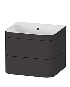 Duravit Happy D.2 Plus Möbelwaschtisch-Unterschrank HP4635N8080 57,5 x 49 cm, ohne Hahnloch, graphit supermatt, 2 Schubkästen