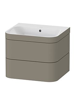 Duravit Happy D.2 Plus meuble sous-lavabo HP4635N9292 57,5 x 49 cm, sans trou pour robinetterie, finition gris pierre satiné, 2 tiroirs