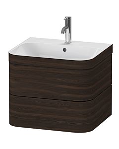 Duravit Happy D.2 Plus Möbelwaschtisch-Unterschrank HP4635O6969 57,5 x 49 cm, 1 Hahnloch, nussbaum gebürstet, 2 Schubkästen