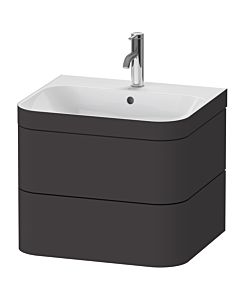 Duravit Happy D.2 Plus meuble sous-vasque HP4635O8080 57,5 x 49 cm, trou pour robinetterie 2000 , graphite super mat, 2 tiroirs