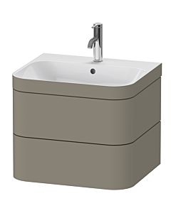 Duravit Happy D.2 Plus vanity unit HP4635O9292 57.5 x 49 cm, 2000 tap hole, stone gray satin finish, 2 drawers