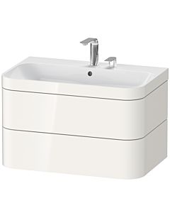 Duravit Happy D.2 Plus vanity unit HP4637E2222 77.5 x 49 cm, 2 tap holes, white high gloss, 2 drawers