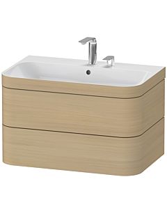 Duravit Happy D.2 Plus meuble sous-lavabo HP4637E7171 77,5 x 49 cm, 2 trous pour robinetterie, chêne méditerranéen, 2 tiroirs