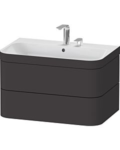 Duravit Happy D.2 Plus Möbelwaschtisch-Unterschrank HP4637E8080 77,5 x 49 cm, 2 Hahnlöcher, graphit supermatt, 2 Schubkästen