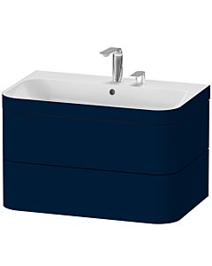 Duravit Happy D.2 Plus vanity unit HP4637E9898 77.5 x 49 cm, 2 tap holes, midnight blue satin finish, 2 drawers