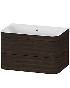 Duravit Happy D.2 Plus meuble sous-lavabo HP4637N6969 77,5 x 49 cm, sans trou pour robinetterie, noyer brossé, 2 tiroirs