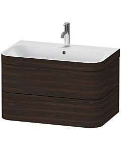 Duravit Happy D.2 Plus Möbelwaschtisch-Unterschrank HP4637O6969 77,5 x 49 cm, 1 Hahnloch, nussbaum gebürstet, 2 Schubkästen