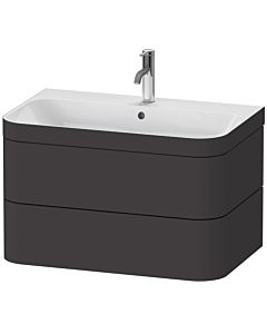 Duravit Happy D.2 Plus Möbelwaschtisch-Unterschrank HP4637O8080 77,5 x 49 cm, 1 Hahnloch, graphit supermatt, 2 Schubkästen