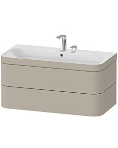 Duravit Happy D.2 Plus vanity unit HP4638E6060 97.5 x 49 cm, 2 tap holes, taupe satin finish, 2 drawers