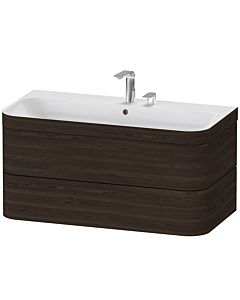 Duravit Happy D.2 Plus meuble sous-lavabo HP4638E6969 97,5 x 49 cm, 2 trous pour robinetterie, noyer brossé, 2 tiroirs