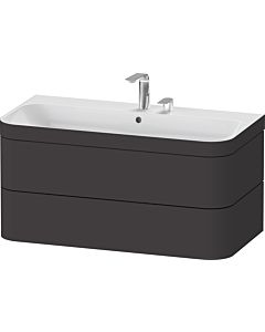 Duravit Happy D.2 Plus Möbelwaschtisch-Unterschrank HP4638E8080 97,5 x 49 cm, 2 Hahnlöcher, graphit supermatt, 2 Schubkästen