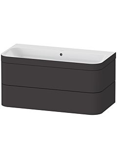 Duravit Happy D.2 Plus Möbelwaschtisch-Unterschrank HP4638N8080 97,5 x 49 cm, ohne Hahnloch, graphit supermatt, 2 Schubkästen