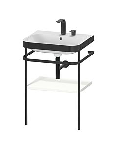 Duravit Happy D.2 Plus Möbelwaschtisch-Kombination HP4735E3636 57,5 x 49 cm, 2 Hahnlöcher, weiß seidenmatt, mit Metallkonsole
