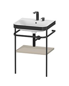 Duravit Happy D.2 Plus furniture washbasin combination HP4735E6060 57.5 x 49 cm, 2 tap holes, taupe satin finish, with metal console