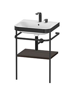 Duravit Happy D.2 Plus combinaison lavabo sur meuble HP4735E6969 57,5 x 49 cm, 2 trous pour robinetterie, noyer brossé, avec console en métal