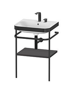 Duravit Happy D.2 Plus Möbelwaschtisch-Kombination HP4735E8080 57,5 x 49 cm, 2 Hahnlöcher, graphit supermatt, mit Metallkonsole