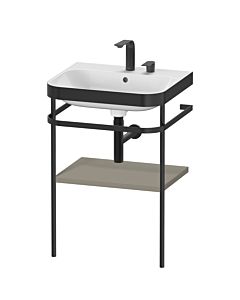 Duravit Happy D.2 Plus combinaison lavabo pour meuble HP4735E9292 57,5 x 49 cm, 2 trous pour robinetterie, finition gris pierre satiné, avec console en métal