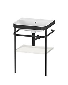 Duravit Happy D.2 Plus Möbelwaschtisch-Kombination HP4735N3939 57,5 x 49 cm, ohne Hahnloch, nordic weiß seidenmatt, mit Metallkonsole