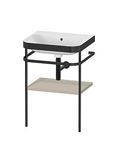 Duravit Happy D.2 Plus Möbelwaschtisch-Kombination HP4735N6060 57,5 x 49 cm, ohne Hahnloch, taupe seidenmatt, mit Metallkonsole