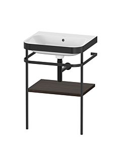 Duravit Happy D.2 Plus Möbelwaschtisch-Kombination HP4735N6969 57,5 x 49 cm, ohne Hahnloch, nussbaum gebürstet, mit Metallkonsole