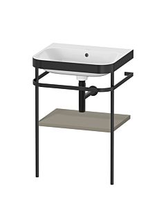 Duravit Happy D.2 Plus combinaison lavabo pour meuble HP4735N9292 57,5 x 49 cm, sans trou pour robinetterie, finition gris pierre satiné, avec console en métal