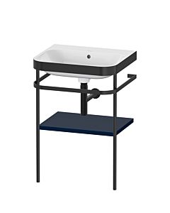 Duravit Happy D.2 Plus furniture washbasin combination HP4735N9898 57.5 x 49 cm, without tap hole, midnight blue satin finish, with metal console