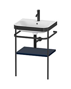 Duravit Happy D.2 Plus combinaison lavabo pour meuble HP4735O9898 57,5 x 49 cm, trou pour robinetterie 2000 , bleu nuit satiné, avec console en métal